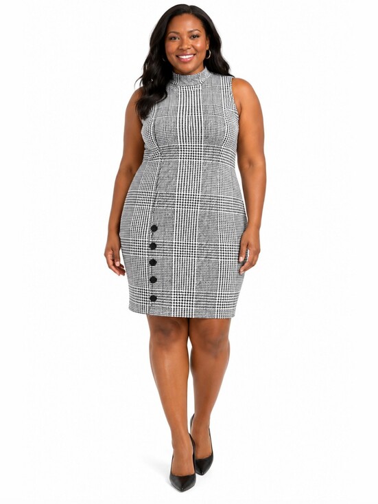 Sharagano Dresses & Skirts - Women's Petite Houndstooth Sheath Dress in Black and White Size 14P